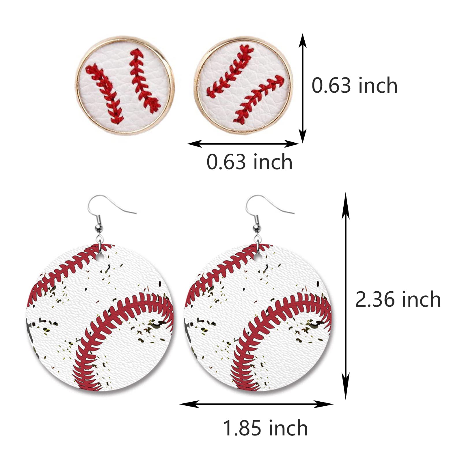 4 Pairs Baseball Earrings for Women Baseball Jewelry for Women Baseball Fan Gift for Mom Baseball Dangle Earrings for Moms (H:2 Set Baseball Earrings)