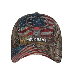 deer cap, personalized deer hunting hat for men women custom name print adjustable camo baseball cap for men husband brother boyfriend