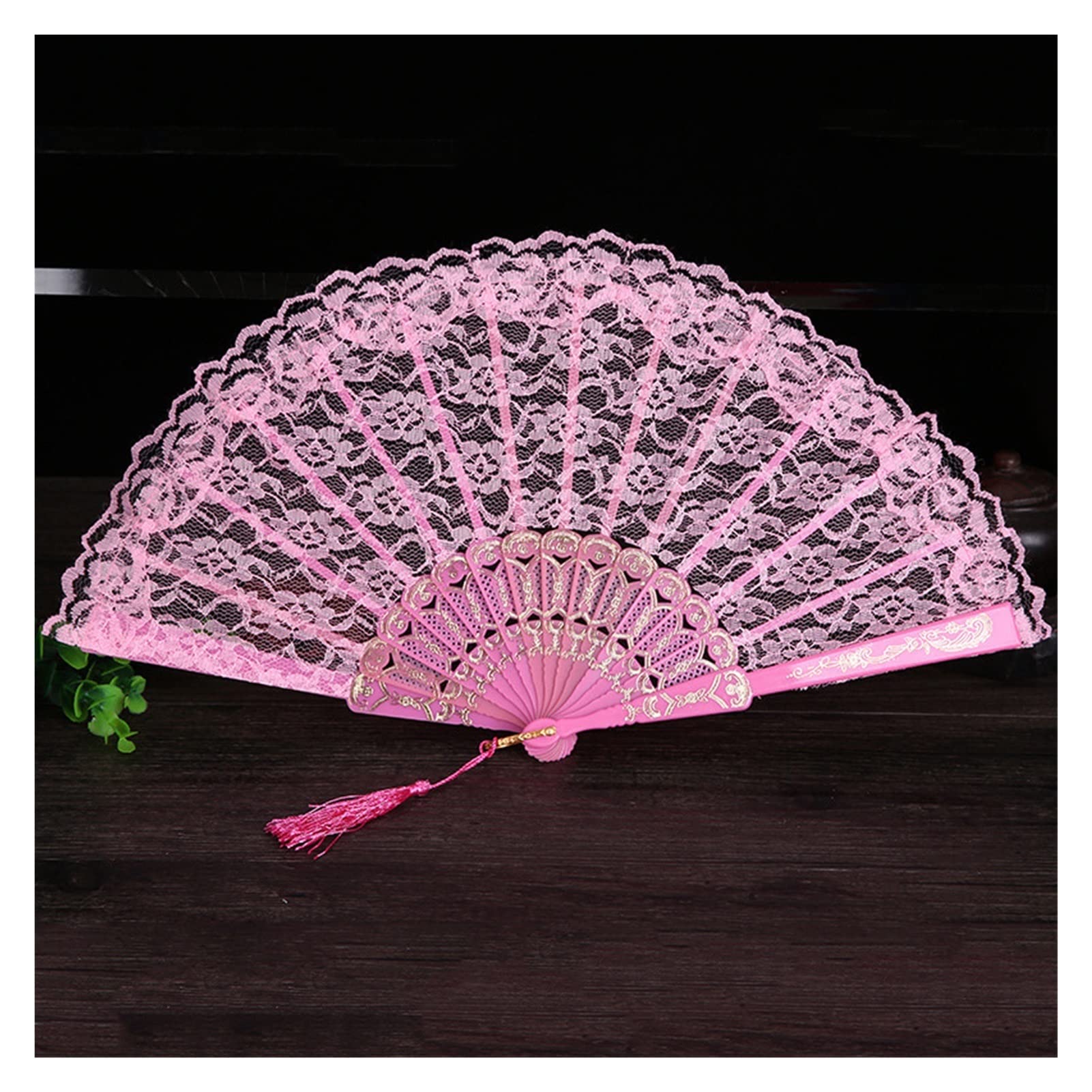 Ladies Lace Hand Fan Cloth Folding Fans Spanish Victorian Hand Fan for Wedding Party Favor Gift Dance Fan Ornament (3-Pack)