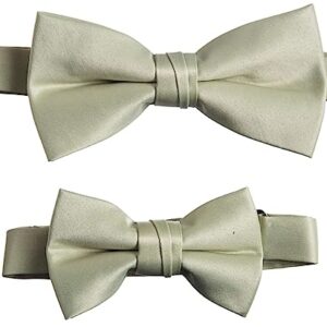 Tuxgear Mens Bow Tie and Adjustable Stretch Suspender Sets, Light Sage, 48" Mens (Light Sage, 48" Mens)