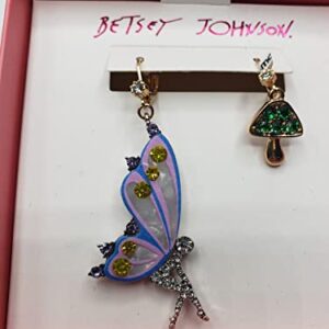 Betsey Johnson Fairy Mushroom Mismatched Drop/Dangle Earrings NIB Great Gift Idea Mother' Day Valentine's Day Easter XMAS Christmas Gifts