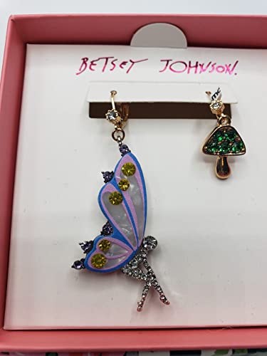 Betsey Johnson Fairy Mushroom Mismatched Drop/Dangle Earrings NIB Great Gift Idea Mother' Day Valentine's Day Easter XMAS Christmas Gifts