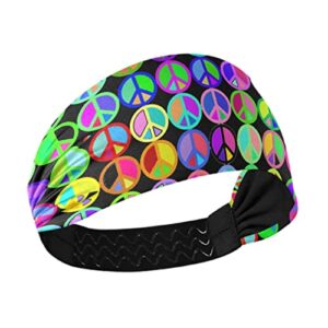 unisex workout headbands prismatic-peace-sign elastic yoga sweatband stretchy sports hairband