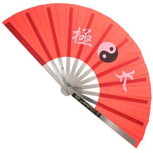 Gadpiparty Handheld Fan Handheld Fan Hand Fan Folding Fan Chinese Kung Fu Fan Cloth Fan Rave Fan Performance Fan Festival Fan Craft Fan Dance Fan for Men Women Red Hand Held Fan Hand Held Fan