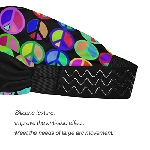 Unisex Workout Headbands Prismatic-Peace-Sign Elastic Yoga Sweatband Stretchy Sports Hairband