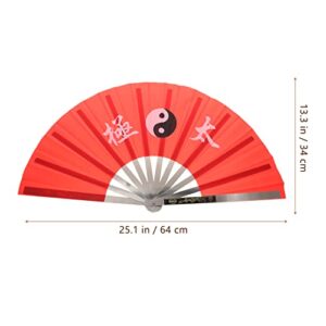 Gadpiparty Handheld Fan Handheld Fan Hand Fan Folding Fan Chinese Kung Fu Fan Cloth Fan Rave Fan Performance Fan Festival Fan Craft Fan Dance Fan for Men Women Red Hand Held Fan Hand Held Fan