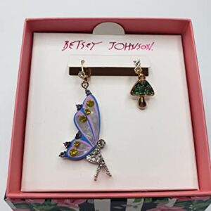 Betsey Johnson Fairy Mushroom Mismatched Drop/Dangle Earrings NIB Great Gift Idea Mother' Day Valentine's Day Easter XMAS Christmas Gifts