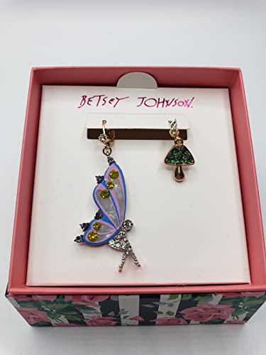 Betsey Johnson Fairy Mushroom Mismatched Drop/Dangle Earrings NIB Great Gift Idea Mother' Day Valentine's Day Easter XMAS Christmas Gifts