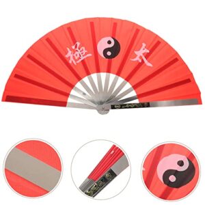 Gadpiparty Handheld Fan Handheld Fan Hand Fan Folding Fan Chinese Kung Fu Fan Cloth Fan Rave Fan Performance Fan Festival Fan Craft Fan Dance Fan for Men Women Red Hand Held Fan Hand Held Fan