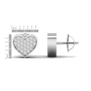 0.15 Carat Round Brilliant Cut Natural Diamond Pave Set Love Heart Stud Screw Back Earrings In 14K White Gold (G-H/I1-I2) by Shanti Jewel