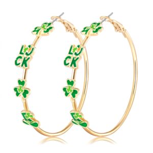 bvga holiday st patrick's day hoop earrings green shamrock charm earrings festive clover luck hat leprechaun funny irish hoop earrings jewelry gift for women