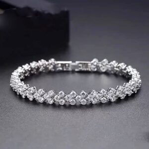 Silver Tennis Bracelet, 18K Gold Plated AAAAA+ Cubic Zirconia Bracelet, Dainty Classic Fashion Jewelry for Women