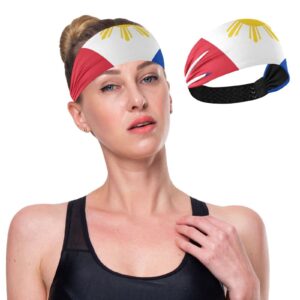 Unisex Workout Headbands Philippine-Flag-Proud Elastic Yoga Sweatband Stretchy Sports Hairband