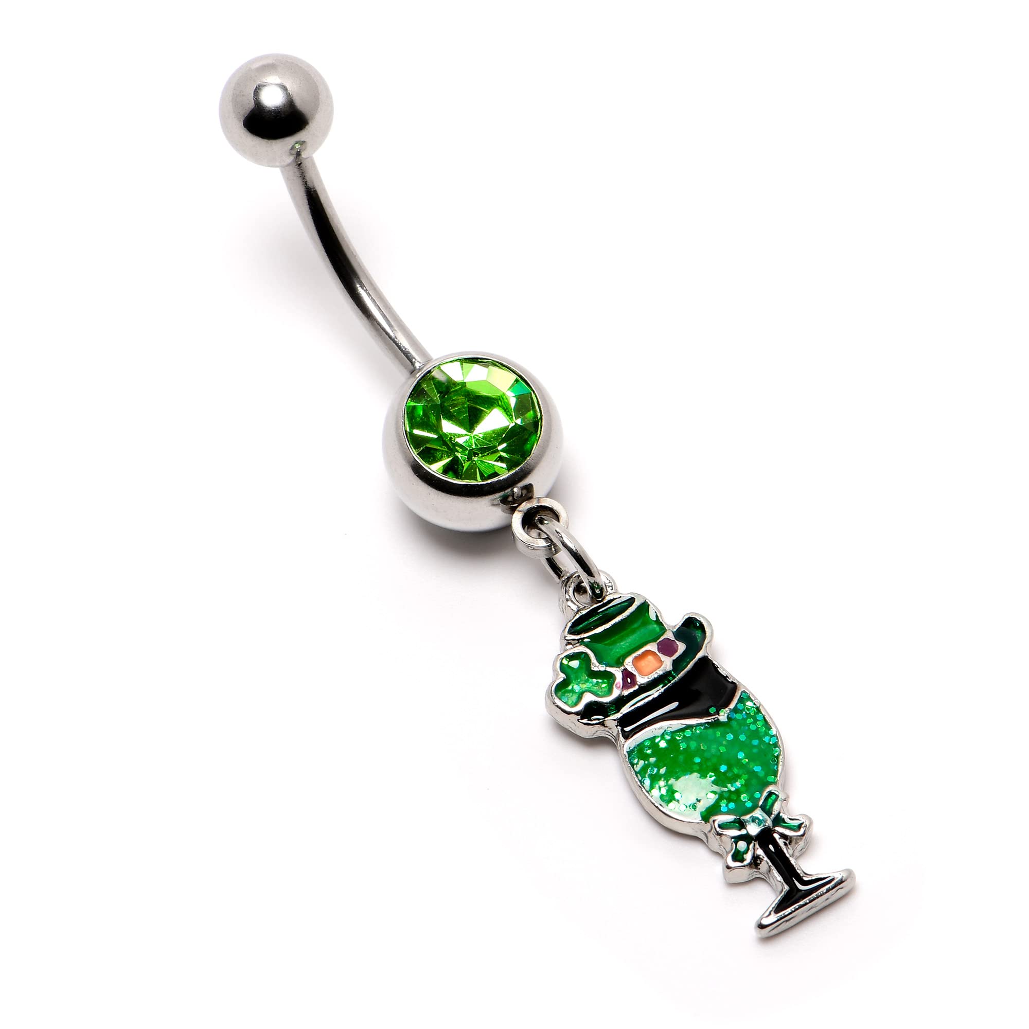 Body Candy Womens 14G 316L Steel Navel Ring Piercing Fancy Leprechaun St Patricks Dangle Belly Button Ring