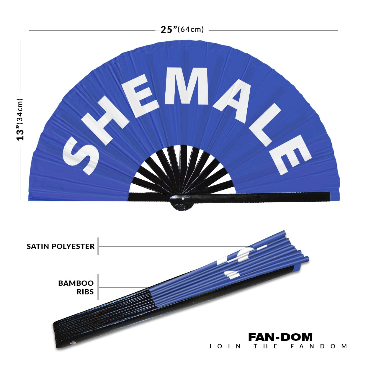 Shemale hand fan foldable bamboo circuit hand fan funny gag slang words expressions statement gifts Festival accessories Rave handheld Circuit event fan Clack fans (Blue)