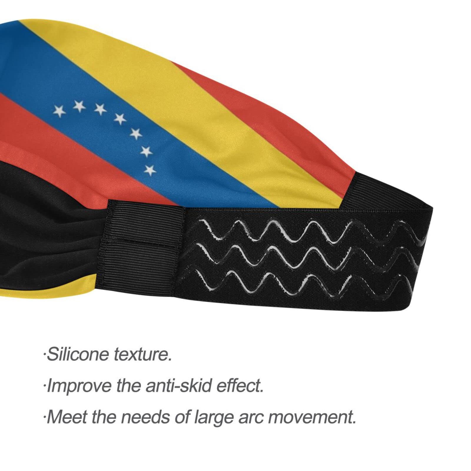 Unisex Workout Headbands Venezuela-Flag-Pattern Elastic Yoga Sweatband Stretchy Sports Hairband