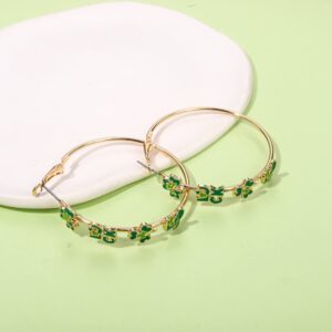 BVGA Holiday St Patrick's Day Hoop Earrings Green Shamrock Charm Earrings Festive Clover Luck Hat Leprechaun Funny Irish Hoop Earrings Jewelry Gift for Women