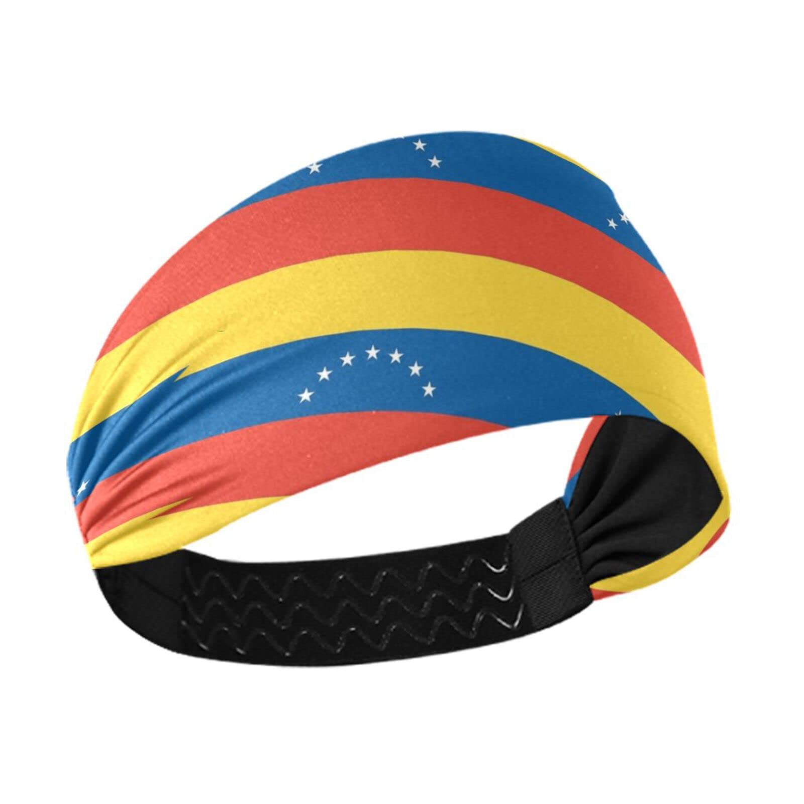 Unisex Workout Headbands Venezuela-Flag-Pattern Elastic Yoga Sweatband Stretchy Sports Hairband