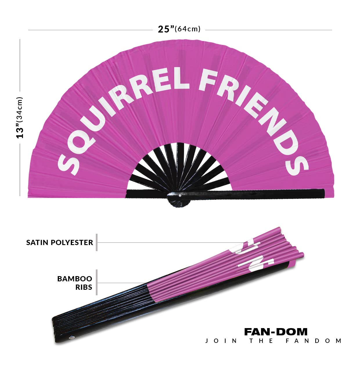 Squirrel Friends Hand Fan Foldable Bamboo Circuit Hand Fan Funny Gag Slang Words Expressions Statement Gifts Festival Accessories Rave Handheld Circuit Event Fan Clack Fans (Pink)