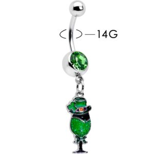 Body Candy Womens 14G 316L Steel Navel Ring Piercing Fancy Leprechaun St Patricks Dangle Belly Button Ring