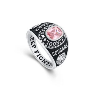 Customized Sterling Silver Women High School and College Class Ring – Ladies Ultimate Collection - MEMENTOS JEWELRY (Sterling Silver Platinum)