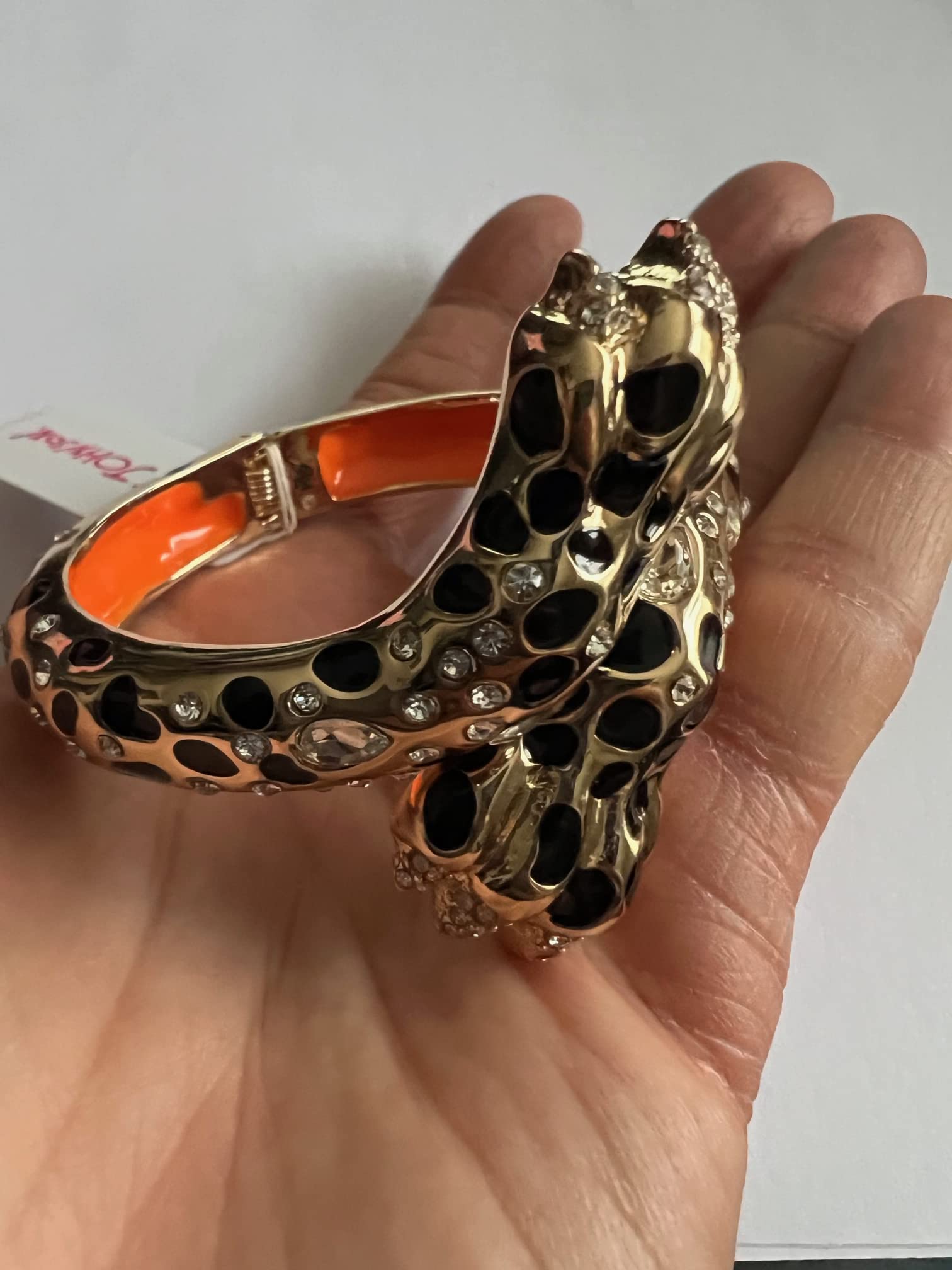 Betsey Johnson Gold Tone True Leopard Claw Hinge Bangle Bracelet Valentine Great Gift Christmas Gift Idea Mother's Day Valentine's Day Present XMAS Easter