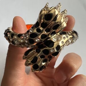 Betsey Johnson Gold Tone True Leopard Claw Hinge Bangle Bracelet Valentine Great Gift Christmas Gift Idea Mother's Day Valentine's Day Present XMAS Easter