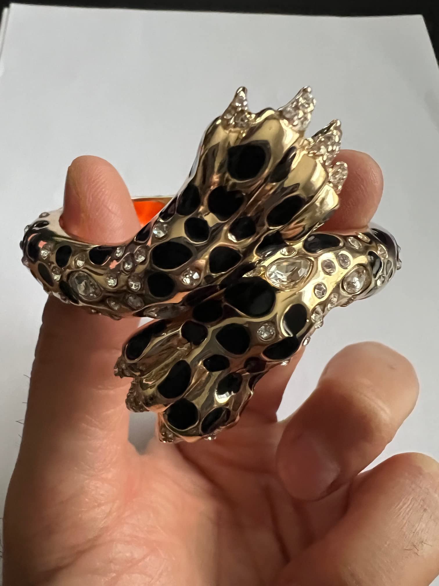 Betsey Johnson Gold Tone True Leopard Claw Hinge Bangle Bracelet Valentine Great Gift Christmas Gift Idea Mother's Day Valentine's Day Present XMAS Easter