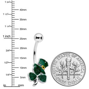 Body Candy Womens 14G 316L Stainless Steel Navel Ring Top Hat Shamrock St Patricks Belly Button Ring