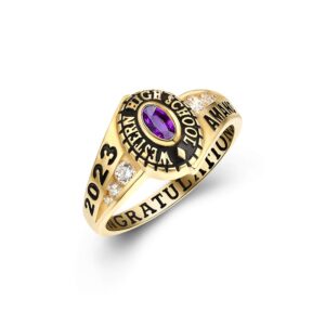 Customized Sterling Silver or 10kt Gold Women’s High School and College Class Ring - Pageantry Collection – MEMENTOS JEWELRY (Sterling Silver Gold Plated)