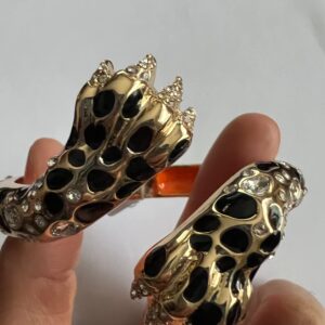 Betsey Johnson Gold Tone True Leopard Claw Hinge Bangle Bracelet Valentine Great Gift Christmas Gift Idea Mother's Day Valentine's Day Present XMAS Easter