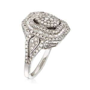 Ross-Simons 1.00 ct. t.w. Round and Baguette Diamond Multi-Level Ring in Sterling Silver. Size 7