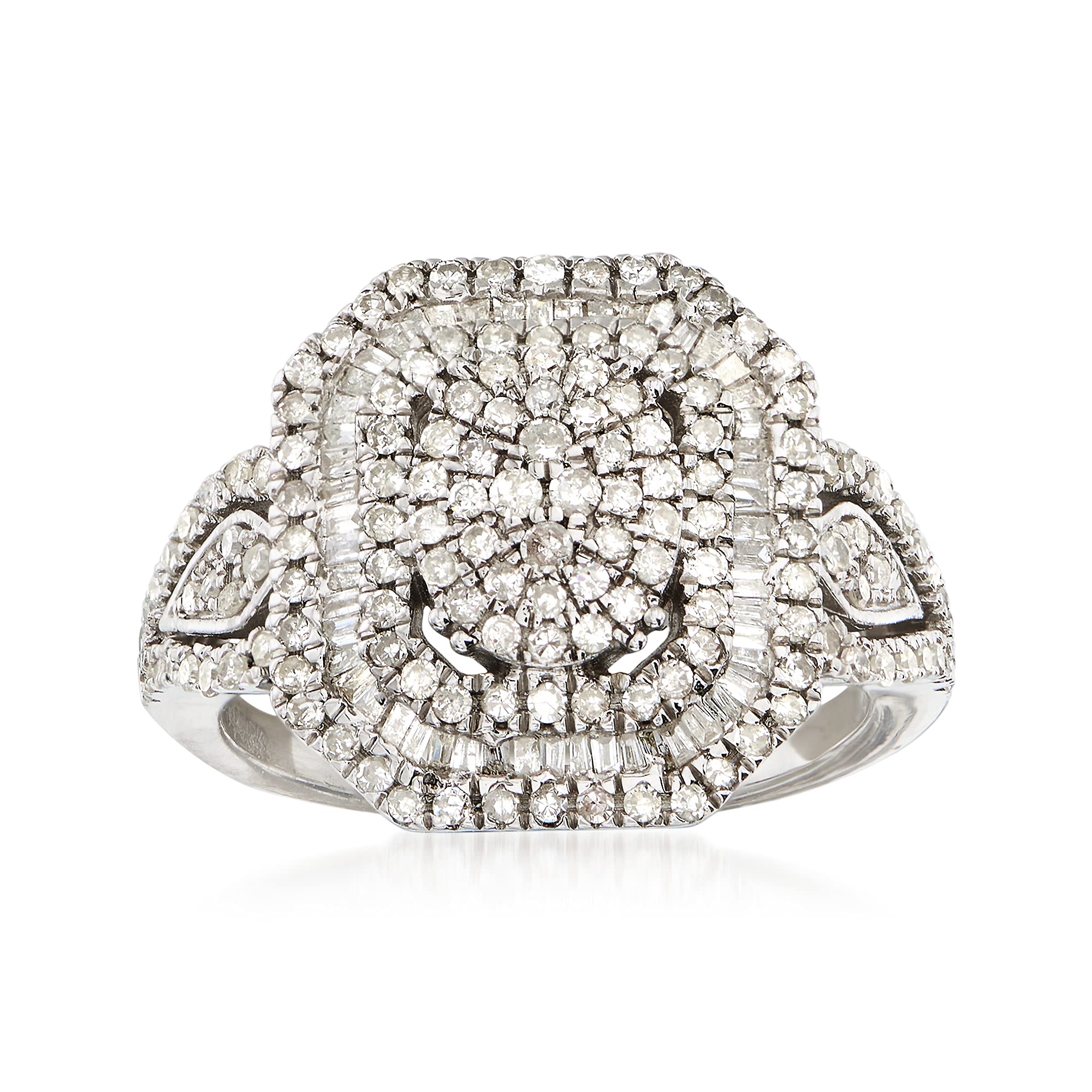 Ross-Simons 1.00 ct. t.w. Round and Baguette Diamond Multi-Level Ring in Sterling Silver. Size 7