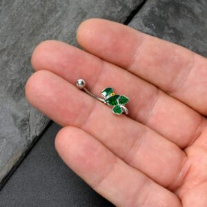 Body Candy Womens 14G 316L Stainless Steel Navel Ring Top Hat Shamrock St Patricks Belly Button Ring