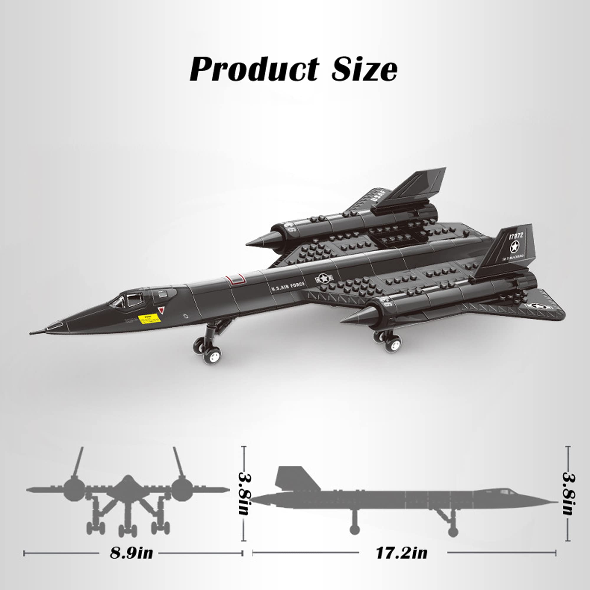 Gonli Stem Army Toys US Air Force SR-71 Reconnaissance Aircraft Building Blocks Sets for Boys Fighter Jet Building Toys Gifts for Kids(183pieces)