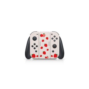 Tacky Design Cute Strawberry Skin Compatible with Nintendo Switch Skin - Premium Vinyl 3M Cream Color Stickers Set - Switch Skin Compatible with Joy Con, Console, Dock - Decal Full Wrap