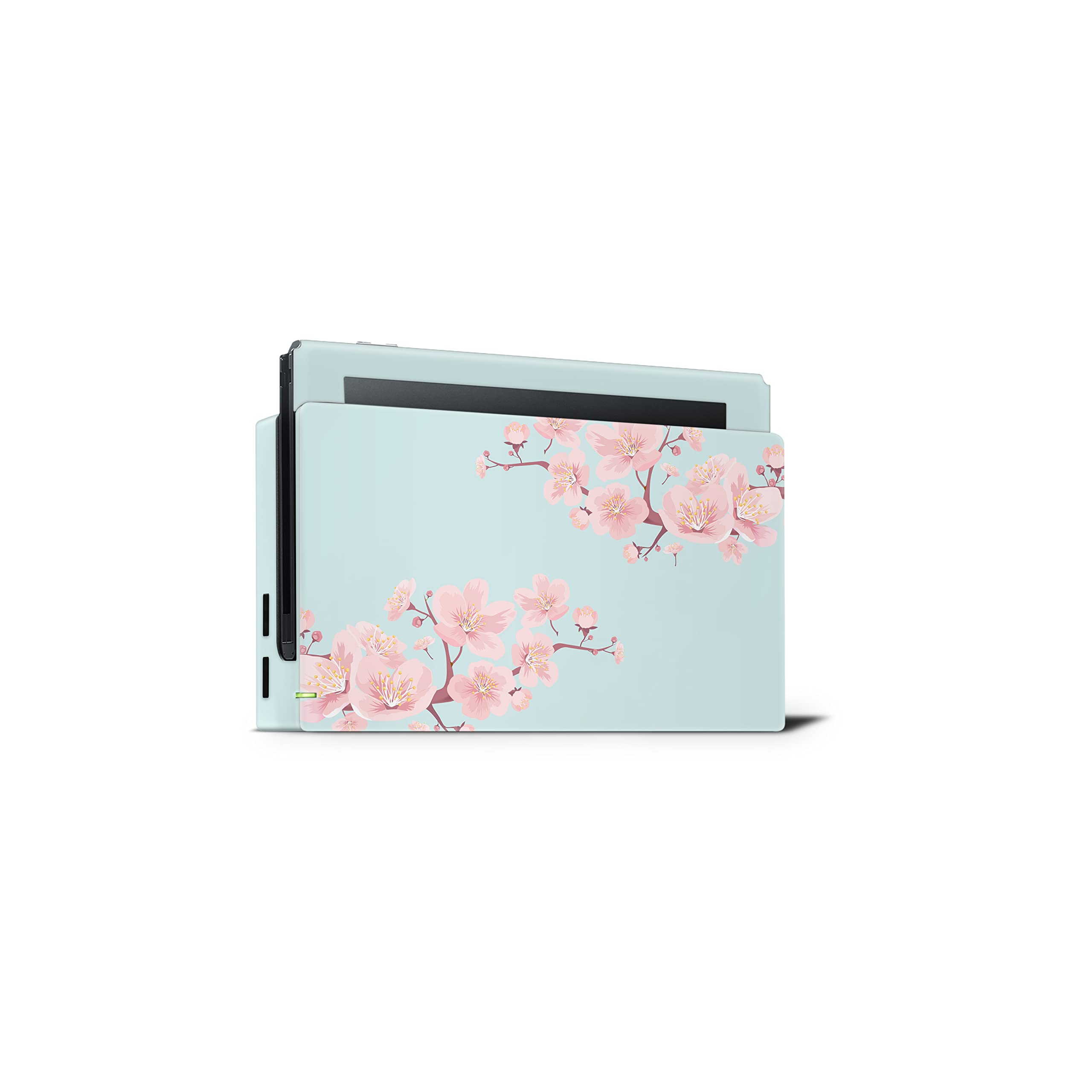 TACKY DESIGN Japanese Cherry Blossom Skin Compatible with Nintendo Switch Skin, Beige Color Skin Compatible with Nintendo Switch Skin, Vinyl 3m Sticker, Full wrap Cover (Light Blu)