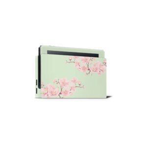 TACKY DESIGN Japanese Cherry Blossom Skin Compatible with Nintendo Switch Skin, Beige Color Skin Compatible with Nintendo Switch Skin, Vinyl 3m Sticker, Full wrap Cover (Mint Green)