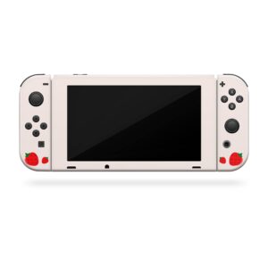 Tacky Design Cute Strawberry Skin Compatible with Nintendo Switch Skin - Premium Vinyl 3M Cream Color Stickers Set - Switch Skin Compatible with Joy Con, Console, Dock - Decal Full Wrap