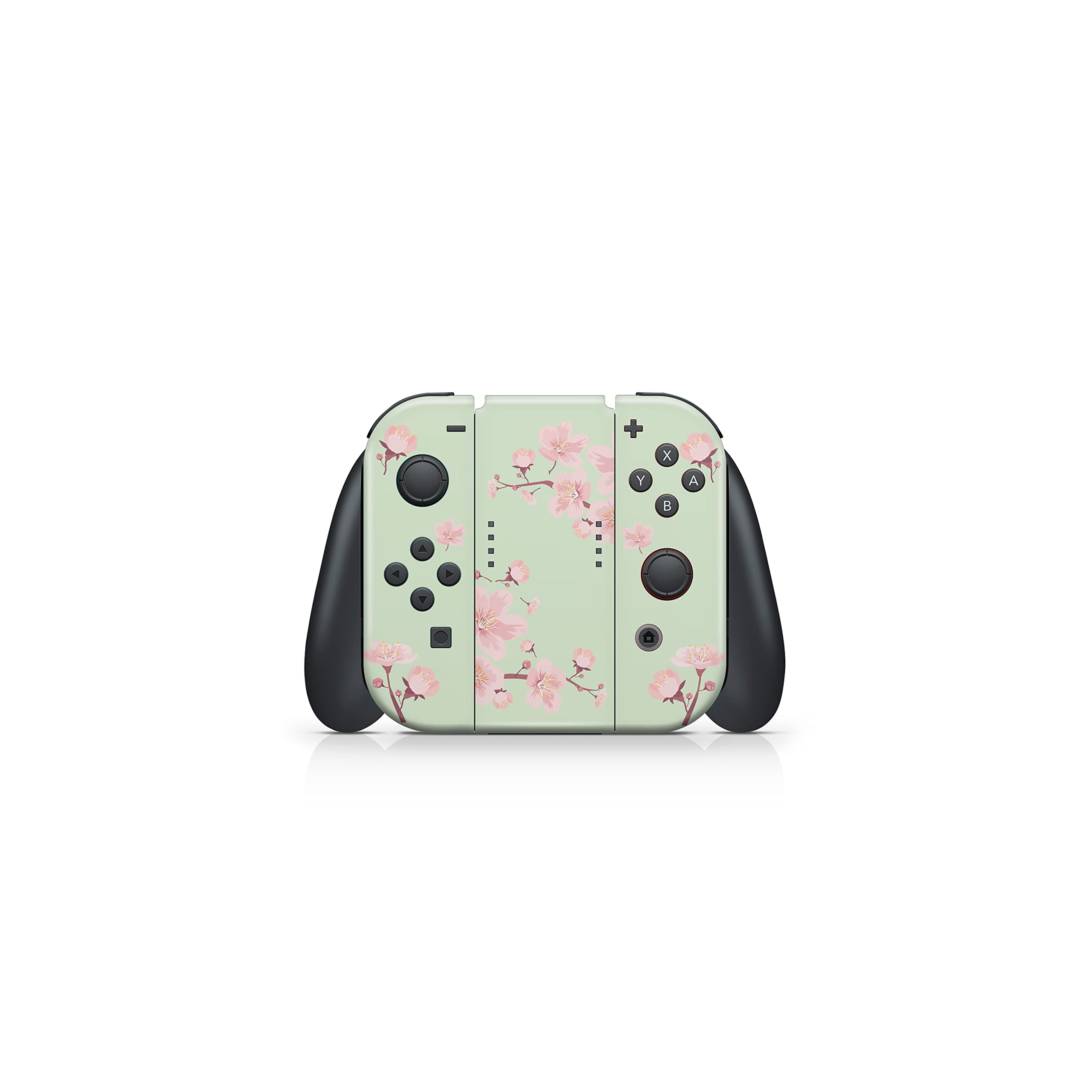 TACKY DESIGN Japanese Cherry Blossom Skin Compatible with Nintendo Switch Skin, Beige Color Skin Compatible with Nintendo Switch Skin, Vinyl 3m Sticker, Full wrap Cover (Mint Green)