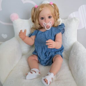 iCradle Real Life Reborn Baby Dolls Girl 22 inch 55 cm Full Body Silicone Realistic Lifelike Newborn Dolls Toddler Doll Toy for Ages 3+