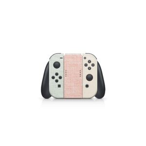 Tacky Design Retro Pastel Skin Compatible with Nintendo Switch Skin Wrap Cover, Fabric Texture Color Blocking for Nintendo Switch Stickers, Premium Vinyl 3M Full Wrap Decal.