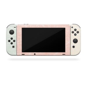 Tacky Design Retro Pastel Skin Compatible with Nintendo Switch Skin Wrap Cover, Fabric Texture Color Blocking for Nintendo Switch Stickers, Premium Vinyl 3M Full Wrap Decal.