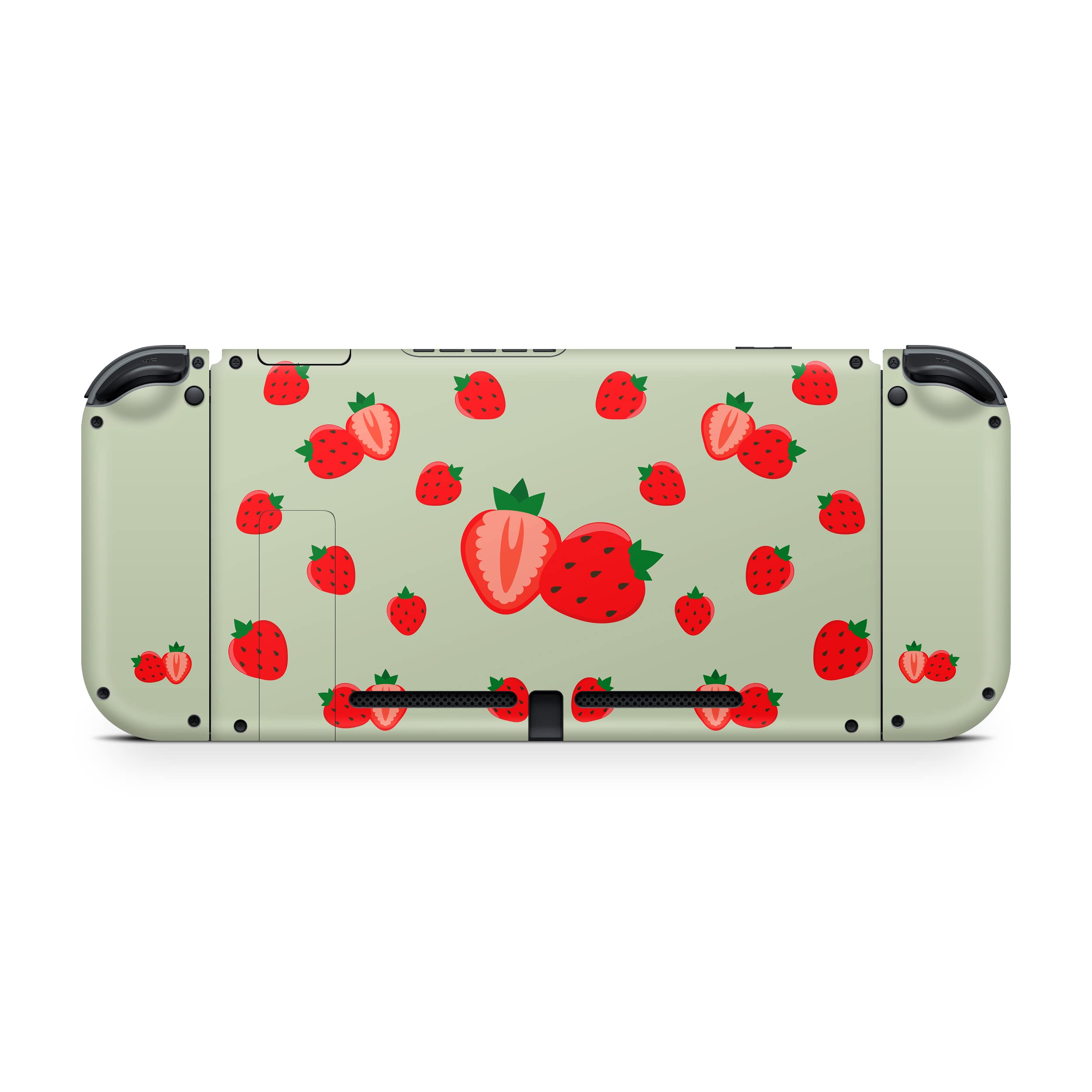 Tacky Design Cute Strawberry Skin Compatible with Nintendo Switch Skin Wrap Cover, Green Skin for Nintendo Switch Stickers, Premium Vinyl 3M Full Wrap Decal.