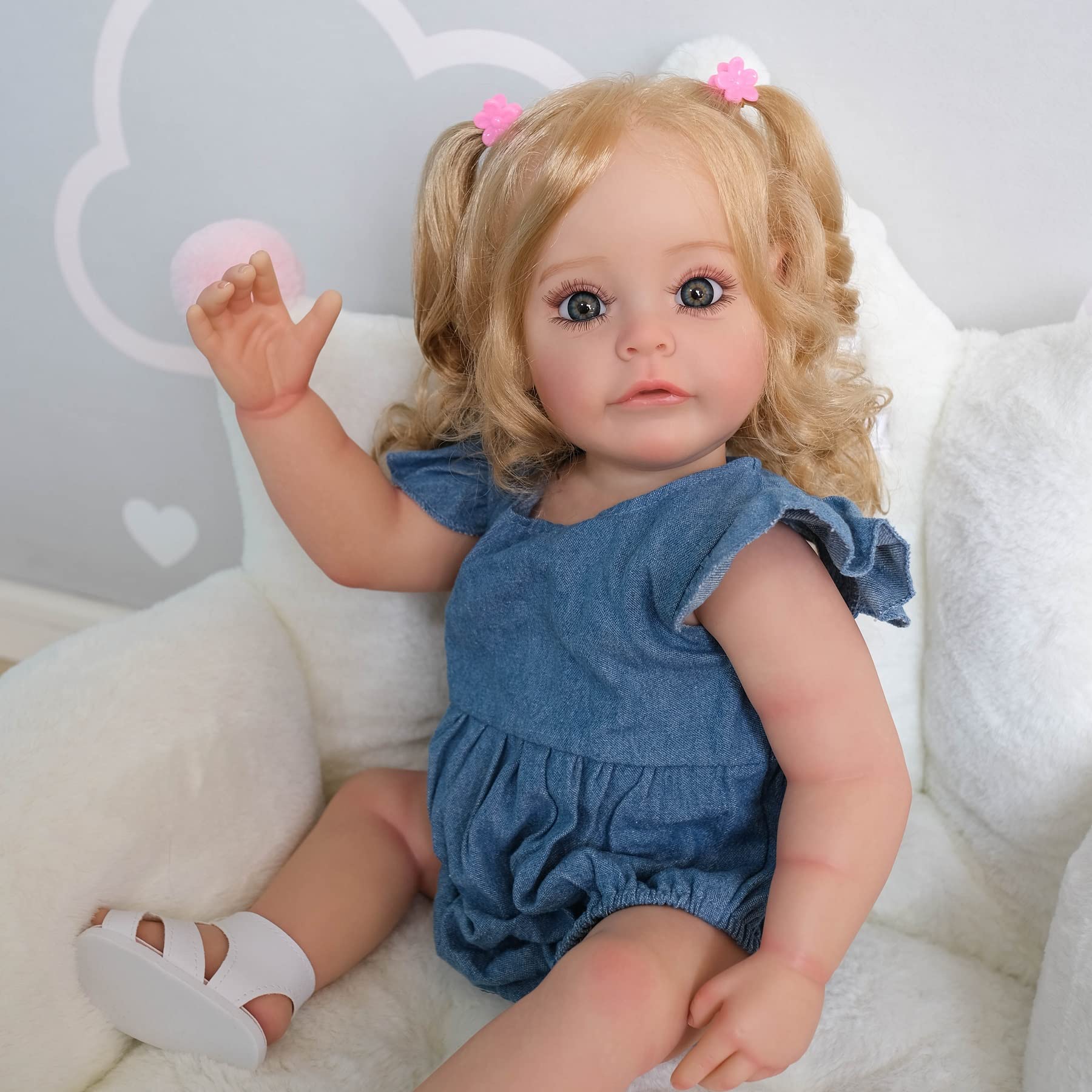 iCradle Real Life Reborn Baby Dolls Girl 22 inch 55 cm Full Body Silicone Realistic Lifelike Newborn Dolls Toddler Doll Toy for Ages 3+