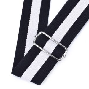 CLOUDMUSIC Handbag Strap Replacement Crossbody Strap Purse Strap With Silver Clips For Women Girls(Black and White)