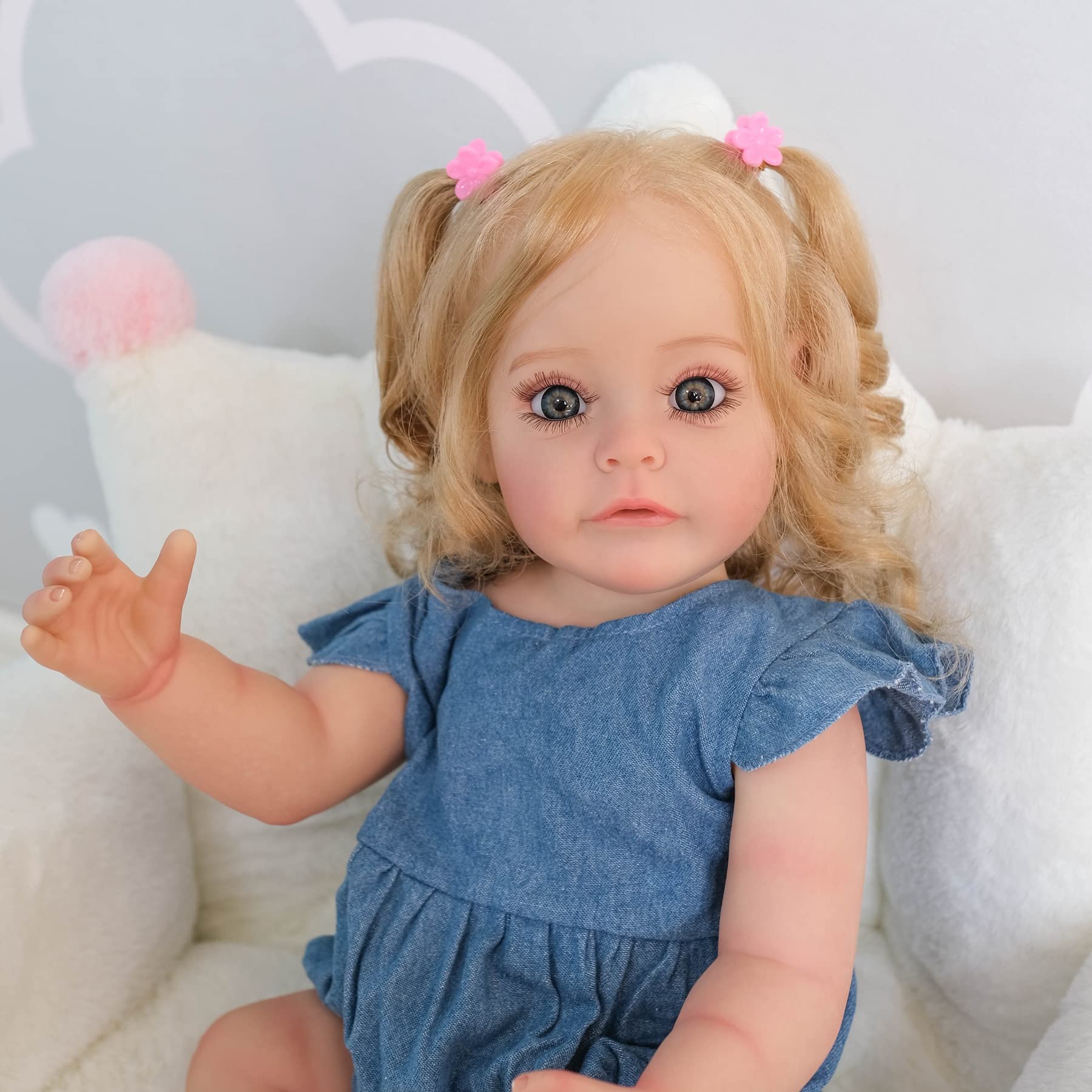 iCradle Real Life Reborn Baby Dolls Girl 22 inch 55 cm Full Body Silicone Realistic Lifelike Newborn Dolls Toddler Doll Toy for Ages 3+