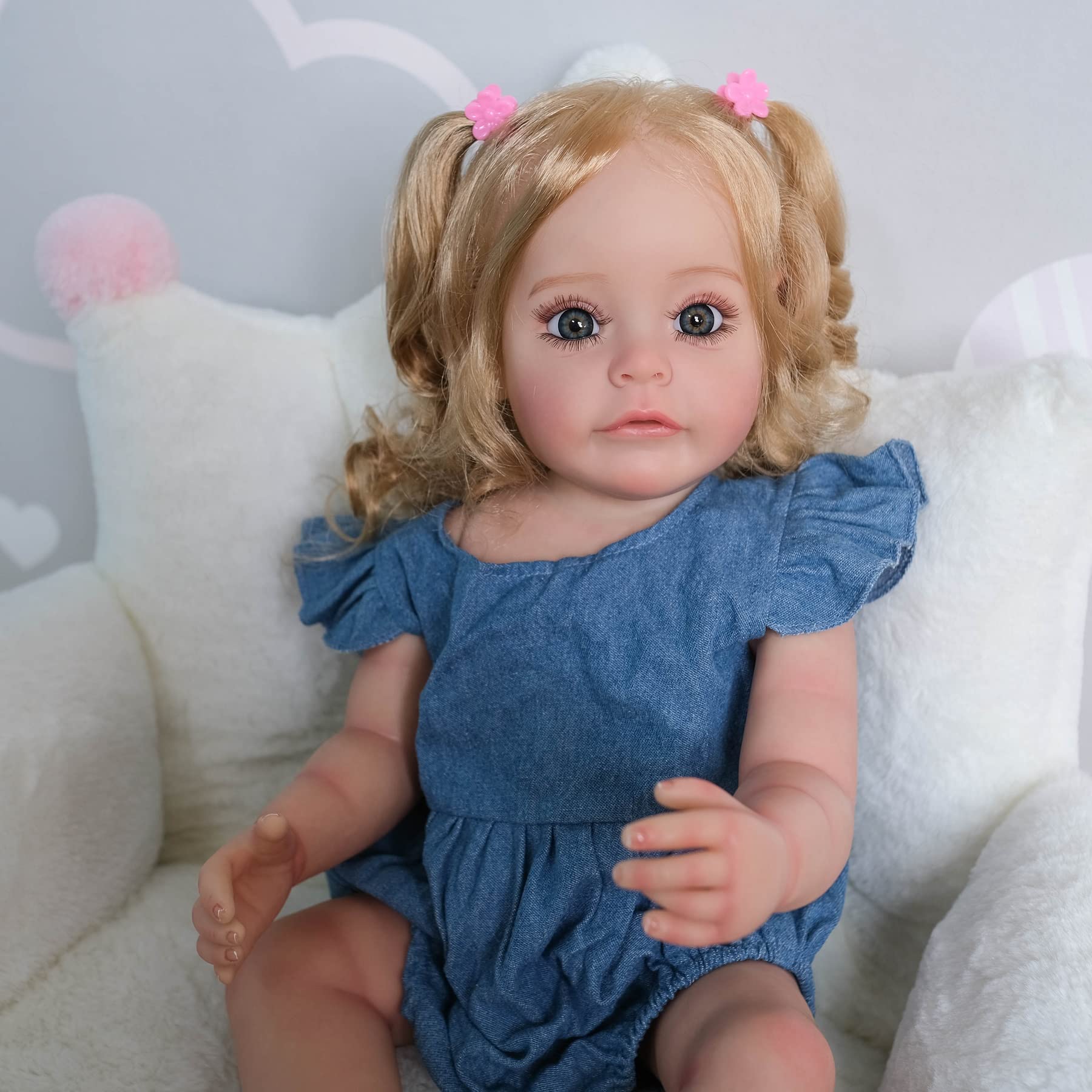 iCradle Real Life Reborn Baby Dolls Girl 22 inch 55 cm Full Body Silicone Realistic Lifelike Newborn Dolls Toddler Doll Toy for Ages 3+