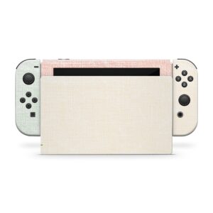 Tacky Design Retro Pastel Skin Compatible with Nintendo Switch Skin Wrap Cover, Fabric Texture Color Blocking for Nintendo Switch Stickers, Premium Vinyl 3M Full Wrap Decal.