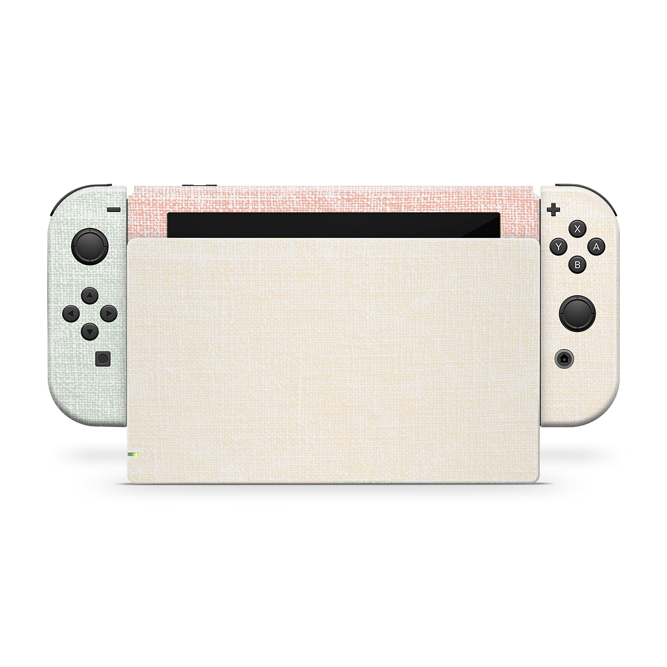 Tacky Design Retro Pastel Skin Compatible with Nintendo Switch Skin Wrap Cover, Fabric Texture Color Blocking for Nintendo Switch Stickers, Premium Vinyl 3M Full Wrap Decal.